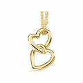 14K Yellow Linked Double Hearts Pendant